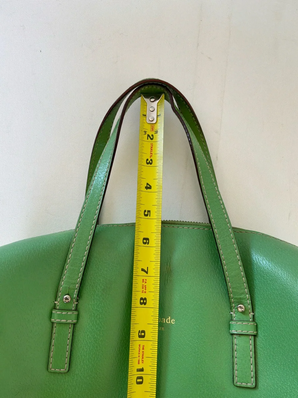 Kate Spade New York Melinda Green Pebbled Leather Zip Top Satchel Shoulder Tote